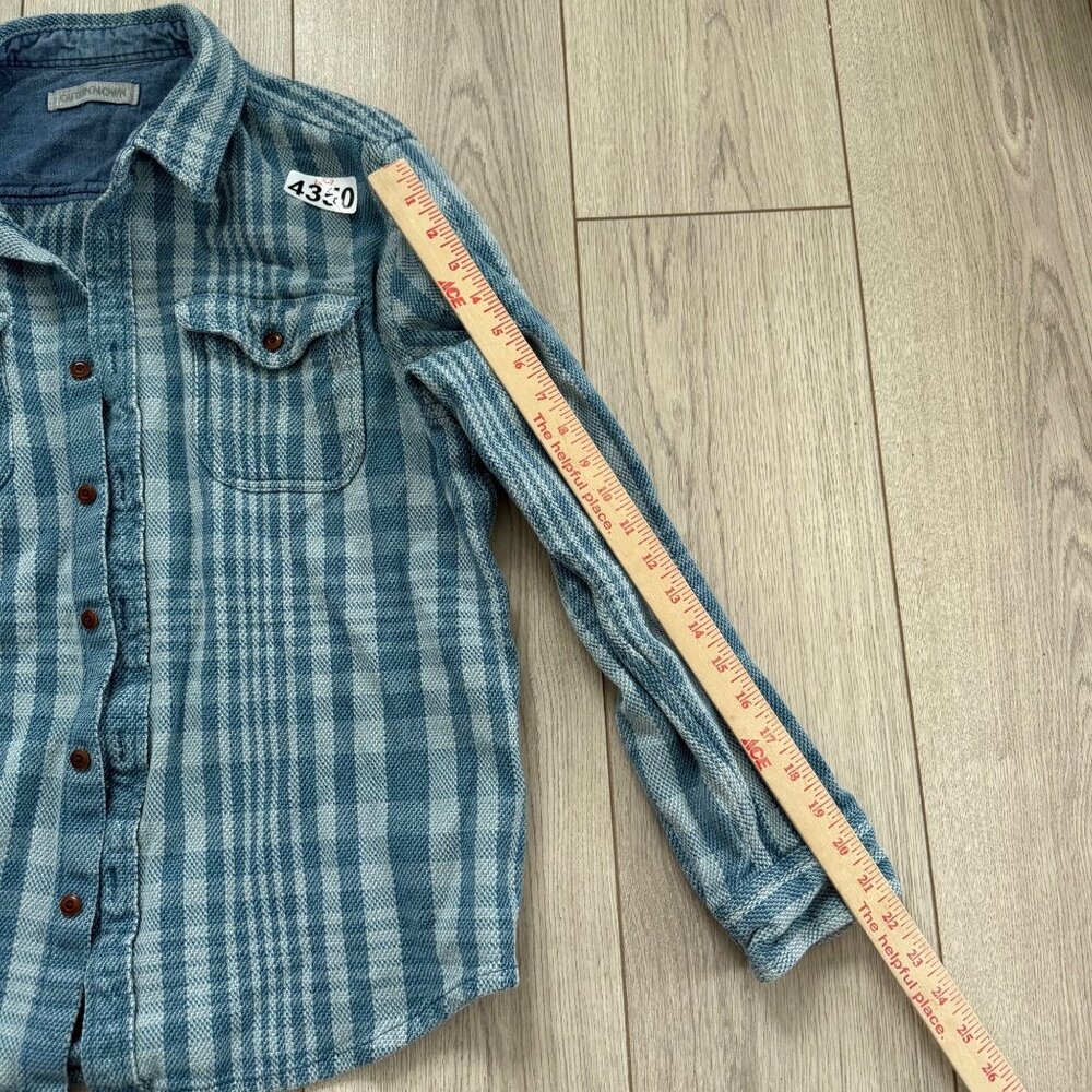 Outerknown Teal Checkered Button Down Shirt - image 6